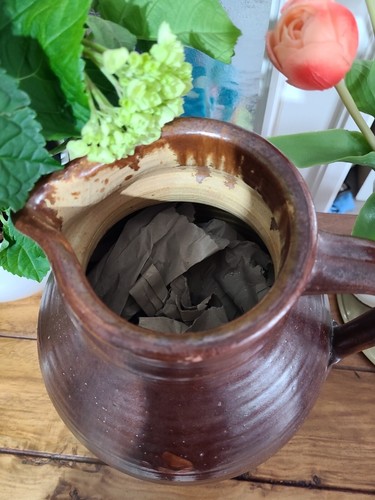 Bodenvase Henkel@Keramik Steinzeug@ ANTIK@Handarbeit@braun glasiert@ 30 cm@ - Bild 2 von 6