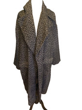 New Prologue Coat Women's Size Xl Black Cream Tweed Open Style