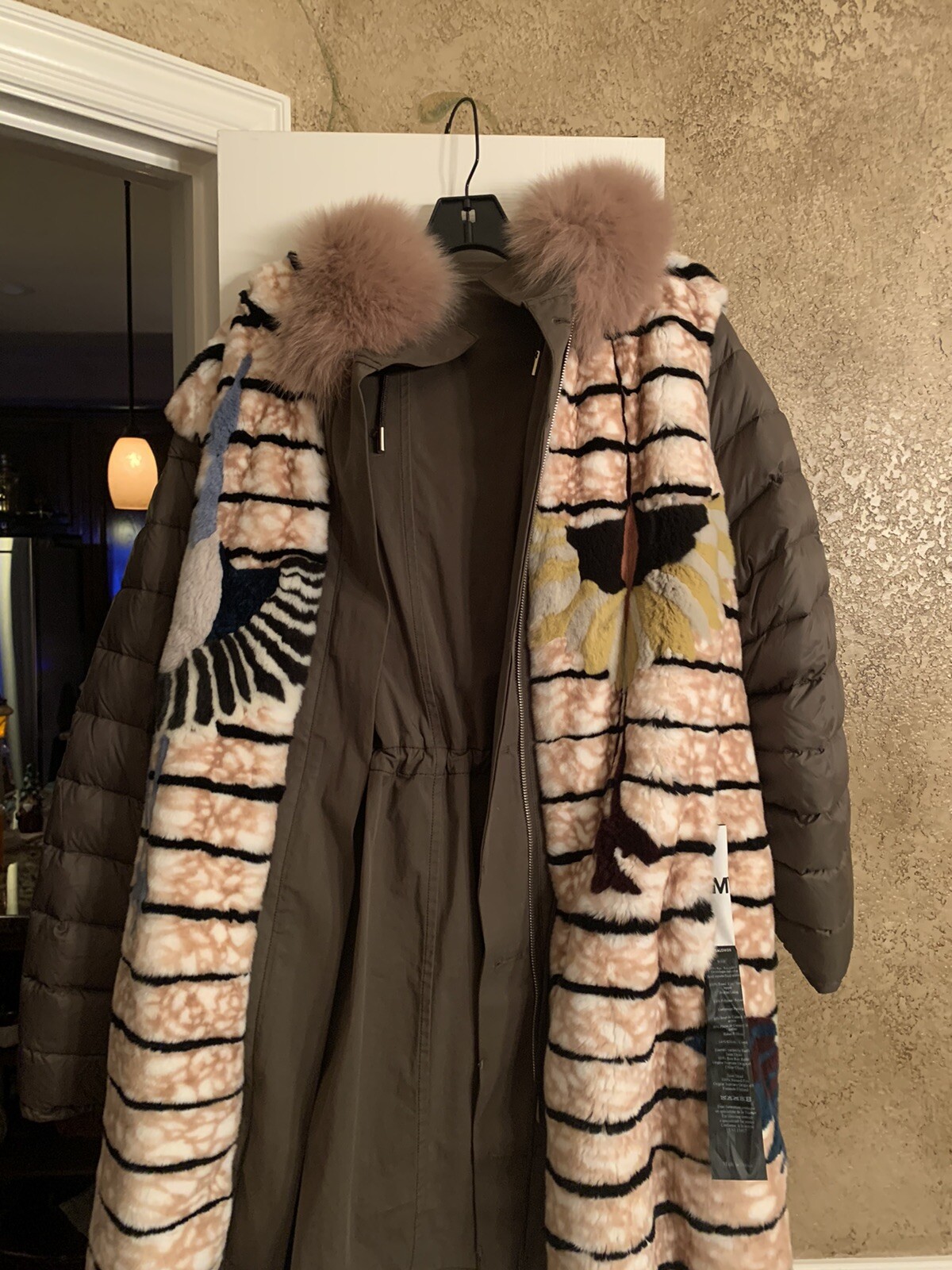 Giacca di pelliccia invernale reversibile Army By Y.Salomon nuova con etichetta taglia M $3830