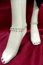 2PC Silver Anklet Set Bollywood Tribal Belly Dance Jewelry