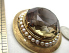 14K Solid Yellow Gold Brown Smokey Topaz Pearl Brooch Pin [PI 5] — photo 6