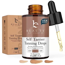 Self Tanning Drops - USA Made with Natural & Organic Ingredients, Medium Face Ta
