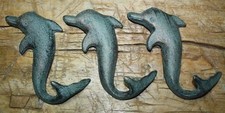 12 Cast Iron Antique Style DOLPHIN Coat Hooks Hook Rack Towel Nautical Beach