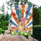 Pomeranian Dog Happy Easter Flag Dog Easter Eggs Flag Bunny Pomeranian Dog Flag