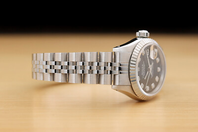 ROLEX LADIES DATEJUST 69174 BLACK DIAMOND DIAL 18K WHITE GOLD