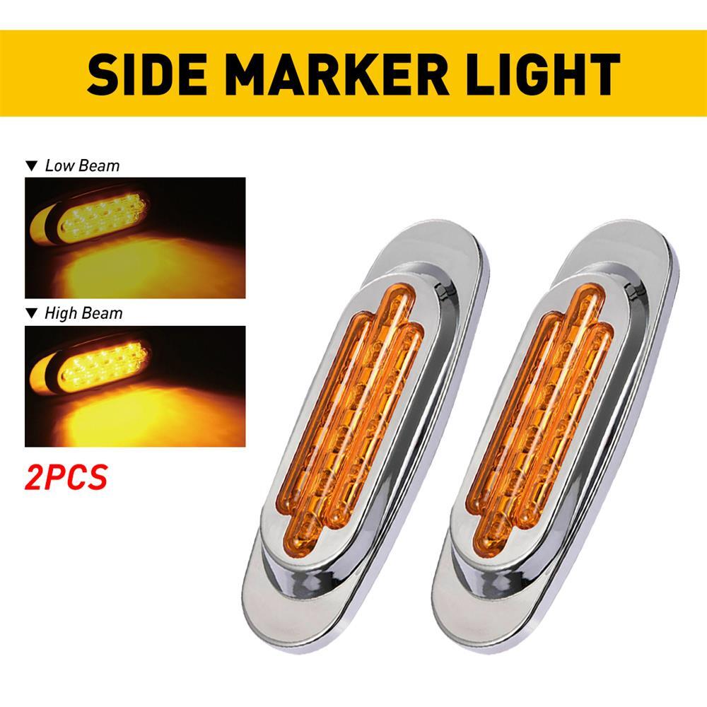 Amber LED Side Clearance Marker Lights for Trucks Trailers RVs 12V 24V Universal 1/2 Set