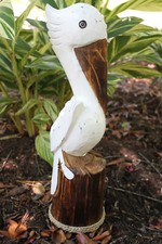 PELICAN / Statuette Hand Carved- 19" tall -Beach - Tki Decor -Yard Art