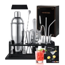 16pcs Pro Stand Bartender Kit Cocktail Shaker Set Drink Maker Mixer Bar Tool Set