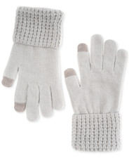 Style  Co Women's Waffle-Knit Shimmer Gloves, Grey, One Size