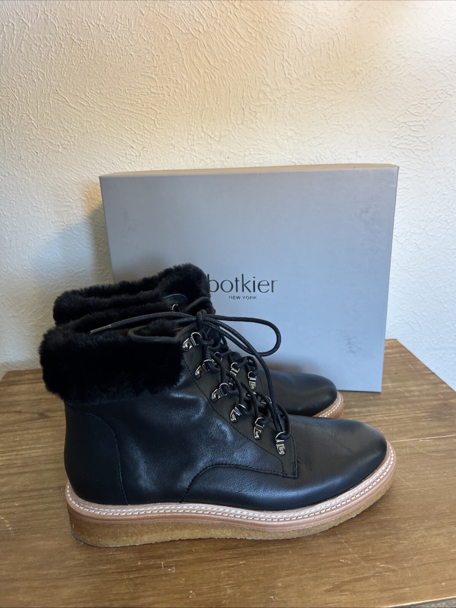 Botkier Winter Fur Trimmed Leather Ankle Boots Size 8.5 | eBay