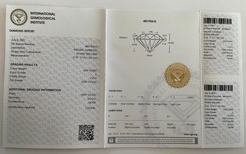 0.03 CT E VVS2 DIAMANTE NATURALE in blister e certificato IGI - Foto 2 di 3