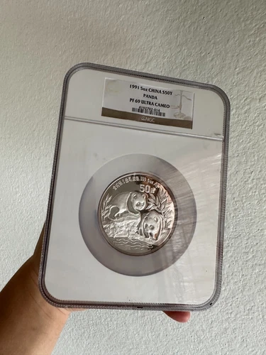 1991 China 5oz Panda Silver S50Y NGC PF69UC