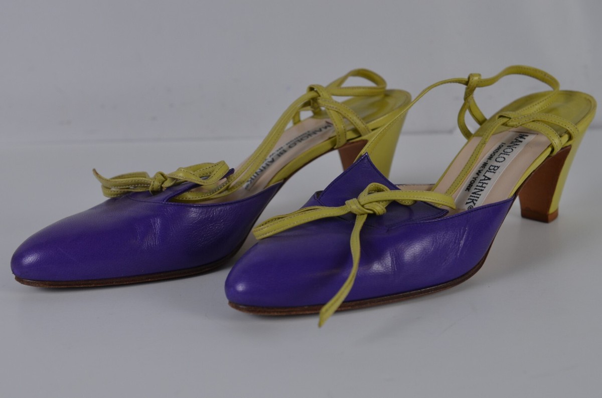 Manolo Blahnik Women's Strappy Sandals Size 36 Purple Lime