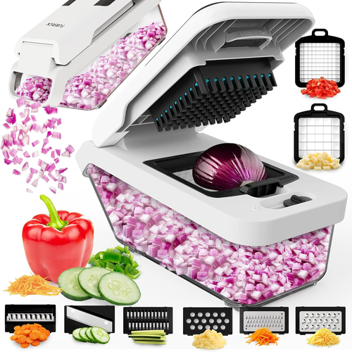 Vegetable Chopper, Veggie Chopper with Container and Lid, Food Chopper Salad Cho