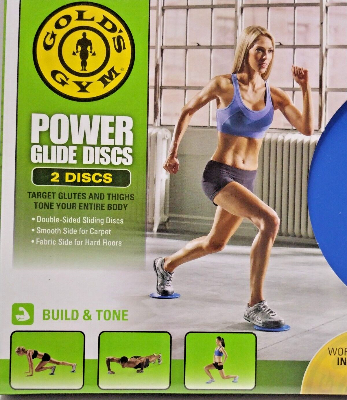 Gold's Gym Power Glide Discs 2 Discs Workout DVD Included Build & Tone NEW