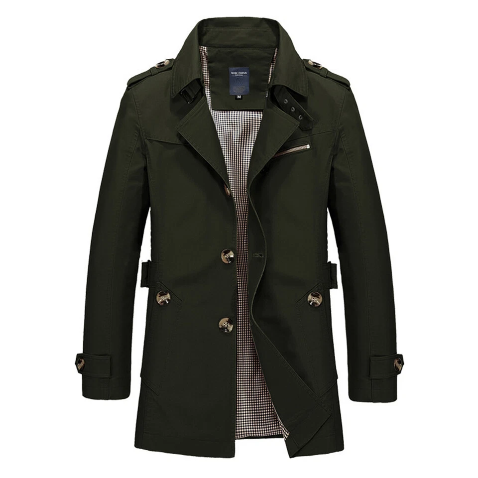 Men Winter Warm Formal Trench Coat Long Jacket Tops Smart Work Overcoat Outwear* - Image 3 of 4