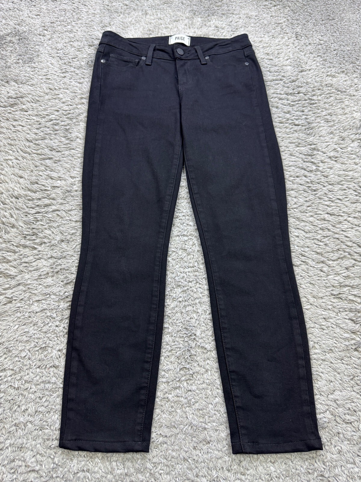 Paige Jeans Women 27 Black Verdugo Crop Mid Rise Curvy Stretch Mom Denim Pants
