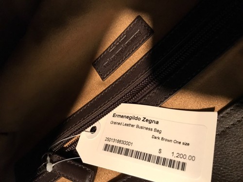 ERMENEGILDO ZEGNA KÖRNIGES LEDER GESCHÄFTSTASCHE DUNKELBRAUN 100 % AUTHENTISCH WOW!! - Bild 9 von 11