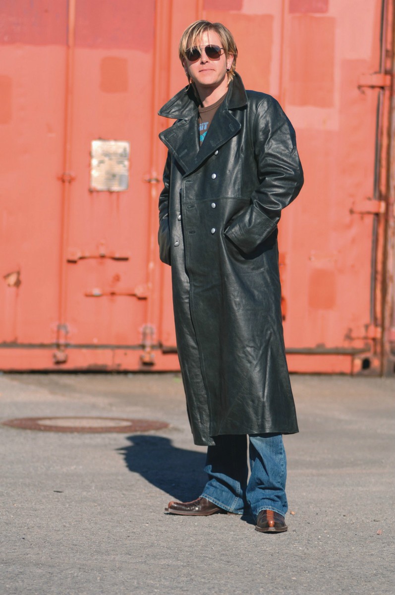 Ledermantel Offiziersmantel Long Coat Vintage schwarz