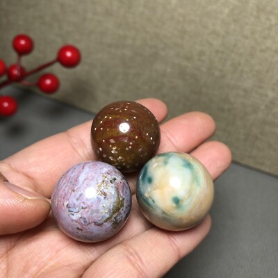 3Pcs NATURAL Ocean Jasper  Ball Polish Stone Crystal sphere Healing 25mm A5737