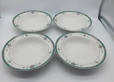 4 Rim Soup Bowls Studio Nova Adirondack Mauve Geen Aztec Southwestern Y2201