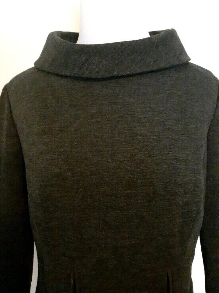 Top Donna Degnan cuello alto talla 6 negro gris forrado trabillas manga 3/4 Foto 2 de 4