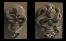 2 Pcs 3D STL Models SKULL SNAKE for CNC Router 3D Printer Engraver Aspire Artcam