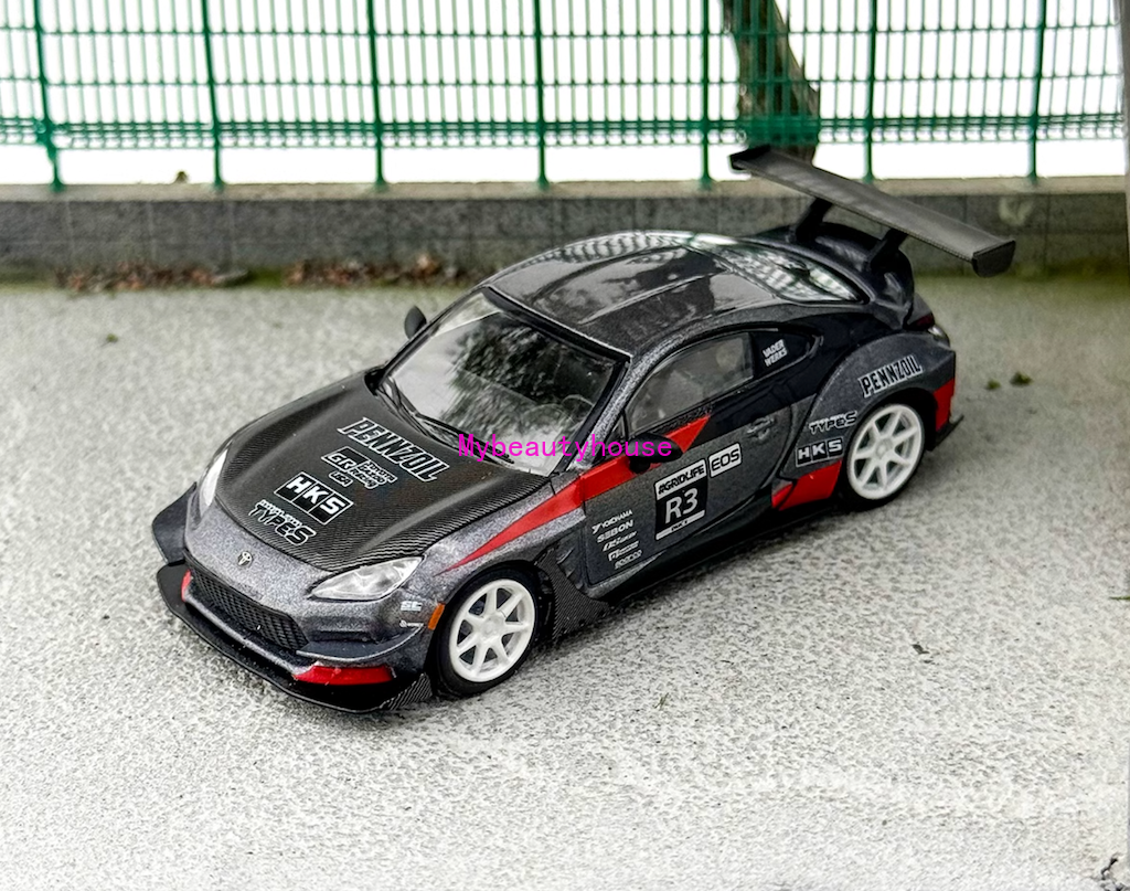 MINIGT 1:64 Gray HKS Turbo Charged GR86 Sports Model Diecast Metal Car