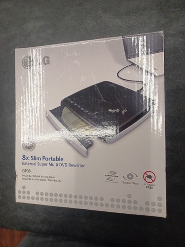 LG GP08LU10 8X Slim Portable External Super Multi DVD Rewriter + Software