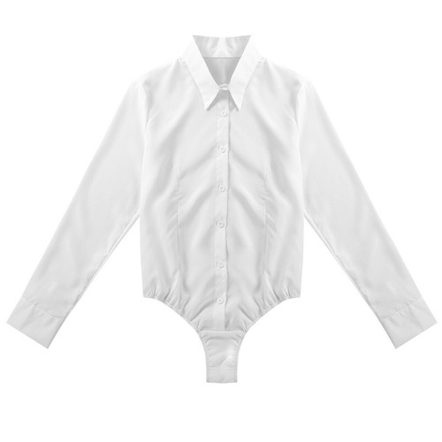 Women Long Sleeves Bodysuit Button Down Shirts Formal Dress Shirt Blouse Tops - Picture 20 of 48