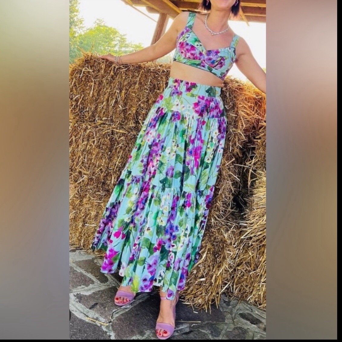 Dolce & Gabbana 2022 bluebell Campanule print Floral Maxi