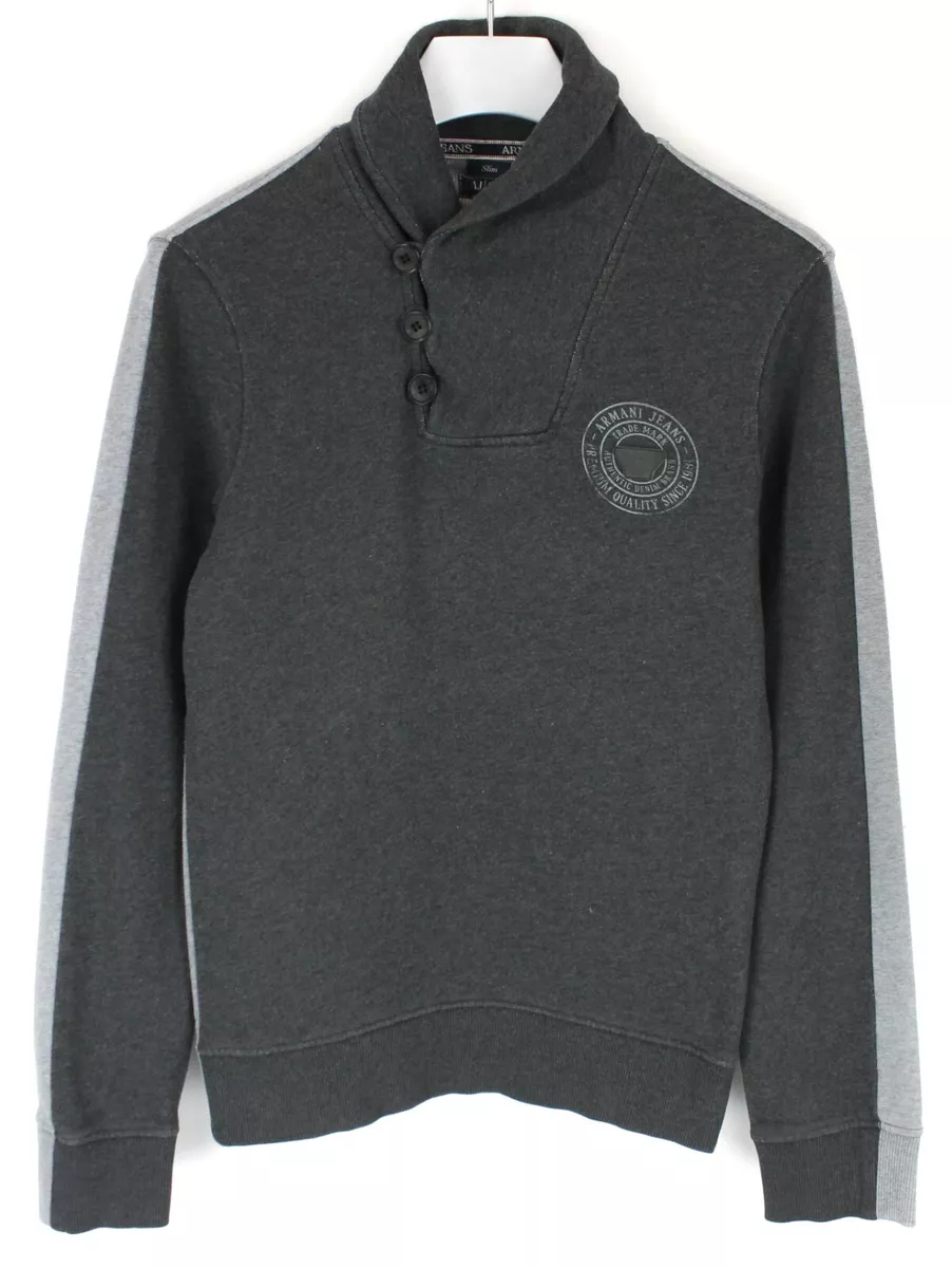 ARMANI JEANS Slim Sweatshirt Men s SMALL Half Button Melange