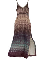 Carlie Jade Purple Print Polyester Adj Straps Maxi Dress -Sz Small Lined
