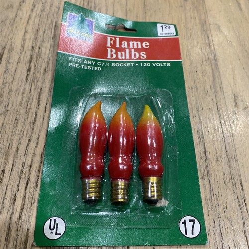 Red & Yellow Beacon Flame Bulbs C7 1/2 C7.5 Socket Pack of 3 Bulbs New (D3)