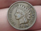 1898 Indian Head Cent Penny- Partial LIBERTY, Fine/VF Details, Chocolate Brown