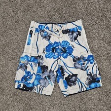 American Eagle Outfitters Men's Small Floral Board Shorts Drawstring Waist Blue