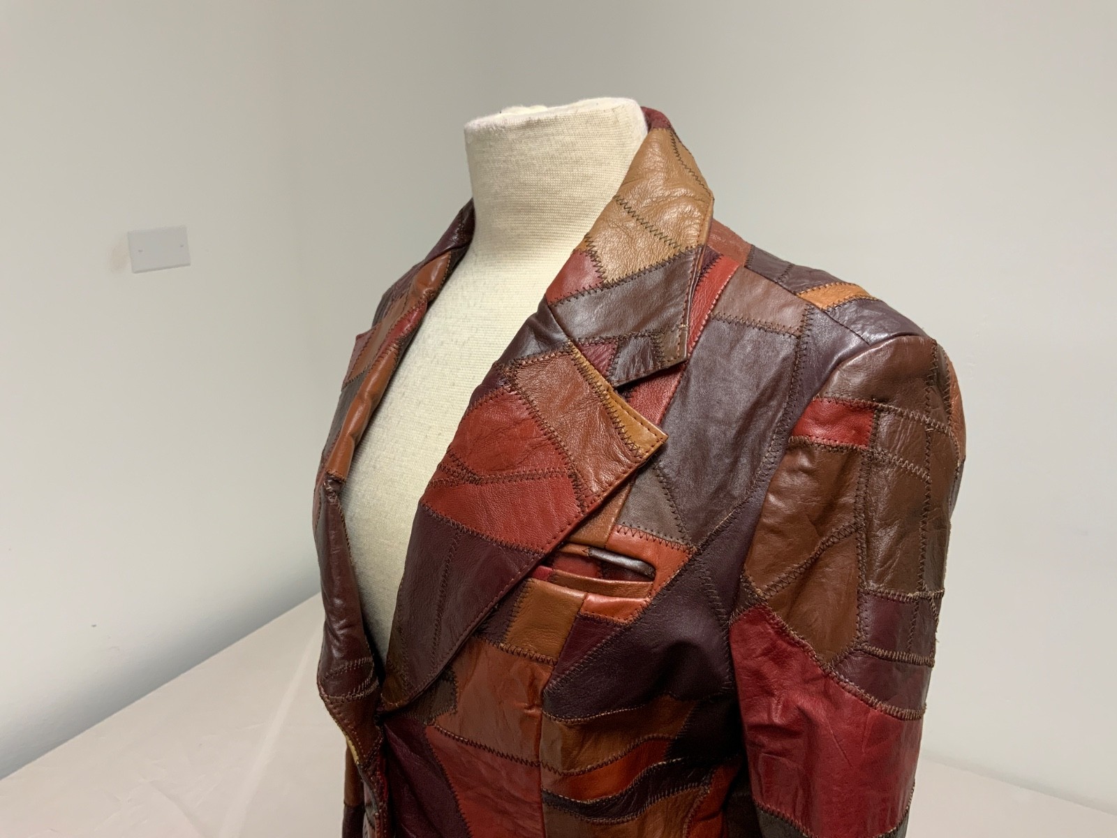 1970’s Genuine Leather, Patchwork Jacket,Brown, S… - image 8
