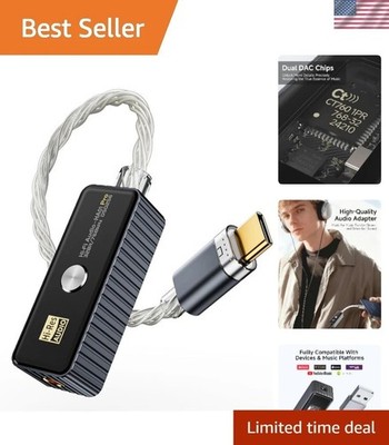 USB C DAC Headphone Amplifier Portable Hi-Res 32bit/768kHz for Android Smartp...