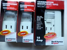 3 Pass & Seymour  White Outlet Led Nightlights, Eye, 15 Amp - one with Cover