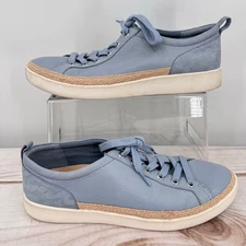 Vionic Winny Pastel Blue Leopard Heel Raffia Trim Comfy Casual Arch Support 10