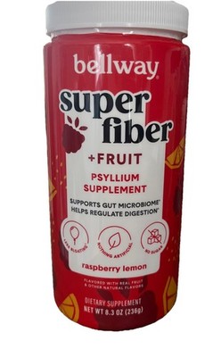 Bellway Super Fiber + Fruit Psyllium Supplement - Raspberry Lemon - 8.3 oz NEW