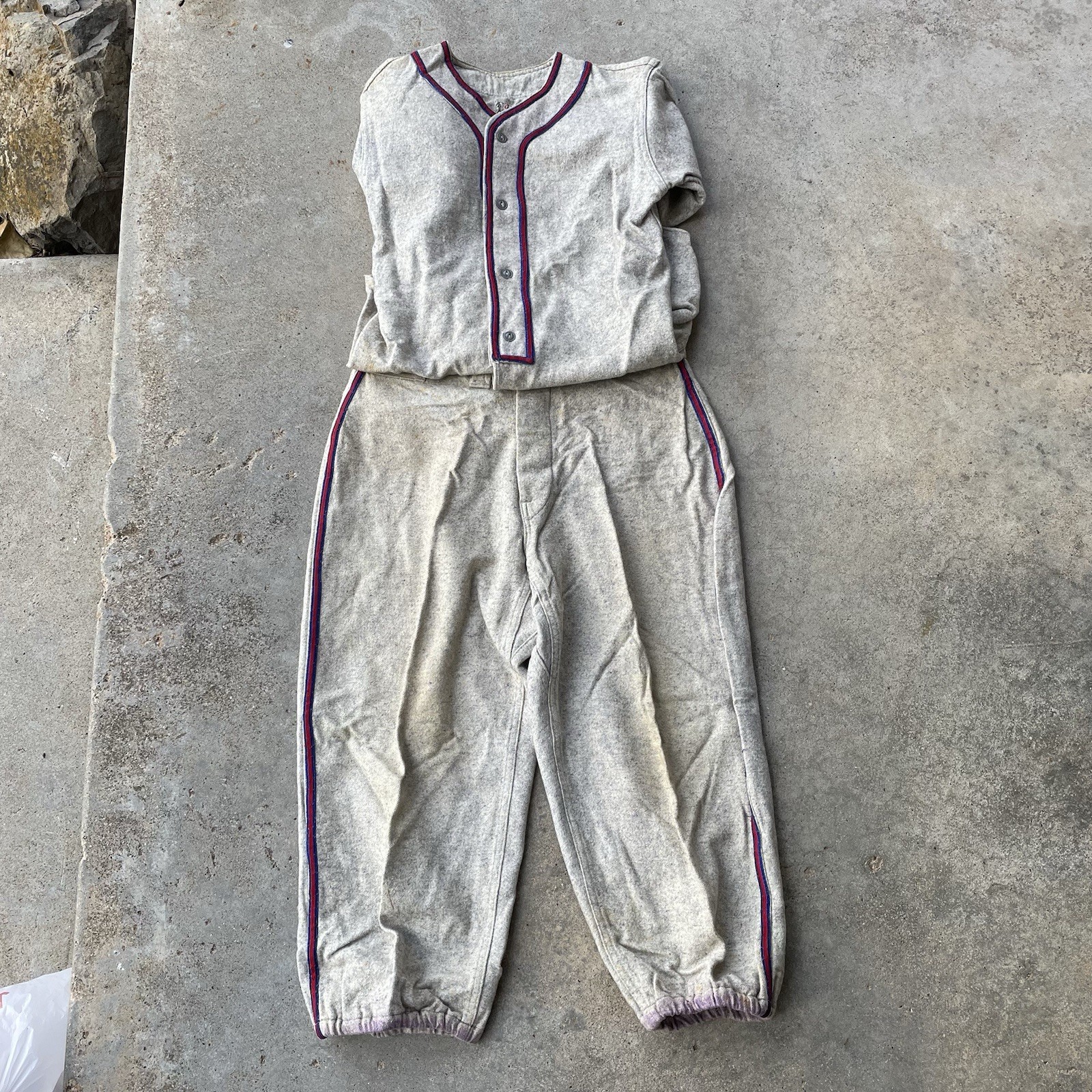 Vtg 50s Powers Wool Baseball Uniform Solid Blank USA Made Gray Size 36 Rare