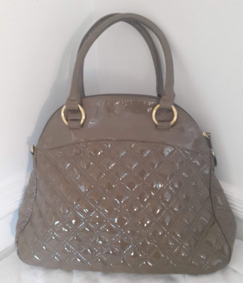 Big Buddha Santa Barbara Vegan Leather Hand Bag Satchel Taupe Vinyl Quilted