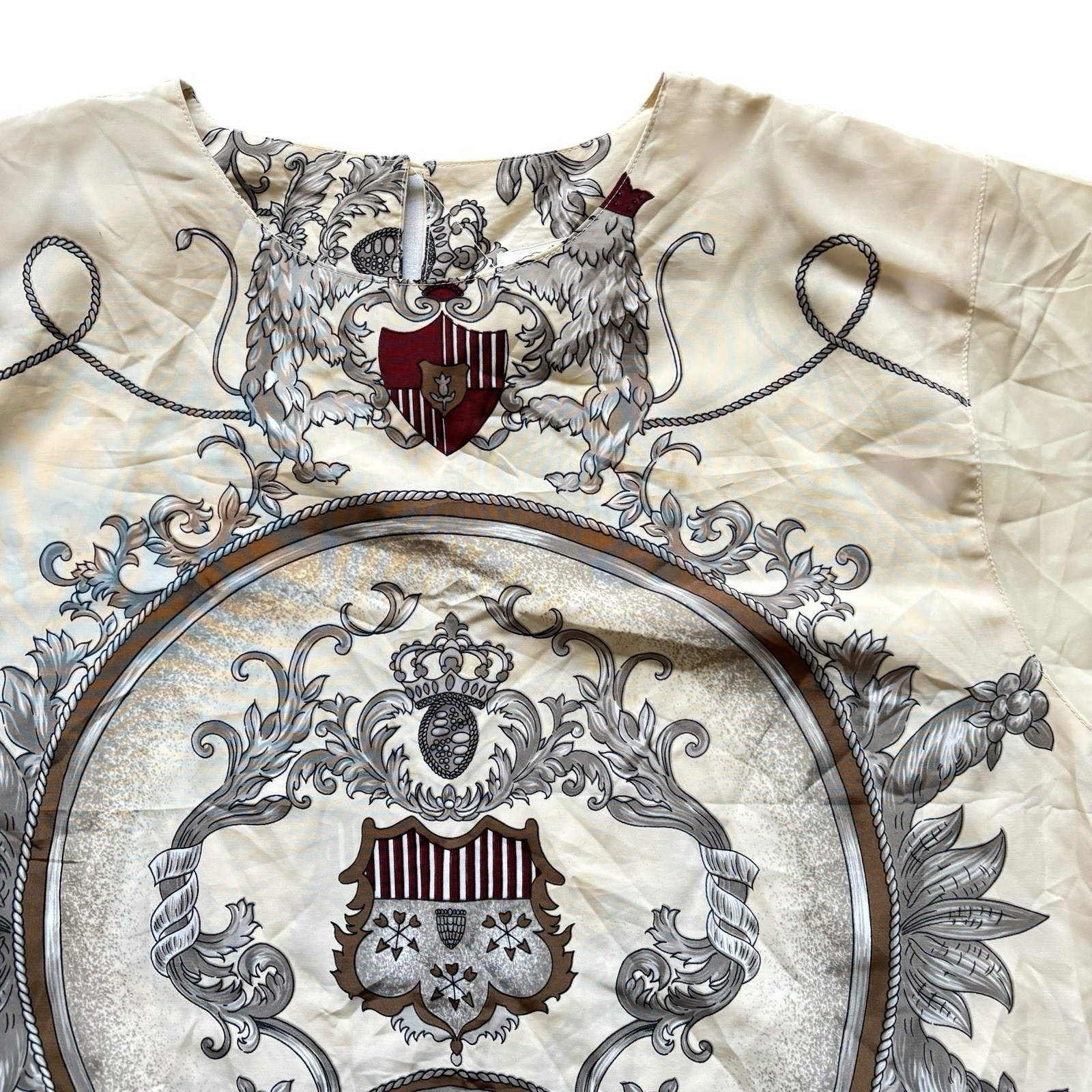 Womens Vintage Top Cream Baroque Print Retro Boho Indie 20 Plus Size image 3