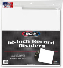 BCW 12-Inch Record Dividers, White, Archival, Write-On Headers, 25 Count