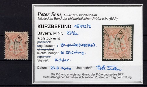 Bayern 27Ya With Heart Stamp Nuremberg Gest. BPP FIND EUR (EA0305)