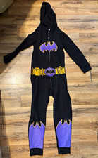 Batman Boys Hooded Fleece Zip One-Piece Pajama Sleeper 7-8Y Black/Purple