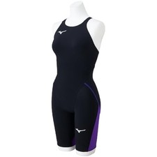 Mizuno GX LITE One-Piece Swimsuit Half Suit for Women Black/Violet MNEW