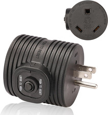 Overload Protector RV Power Adapter Plug Circuit Breaker, 30 Amp to 110 Volt RV