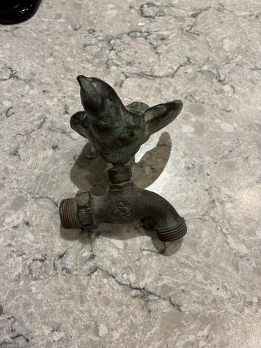 Vintage Sparrow Brass Bird Faucet – USA Swantap Garden Spigot – Sculpted Bird 